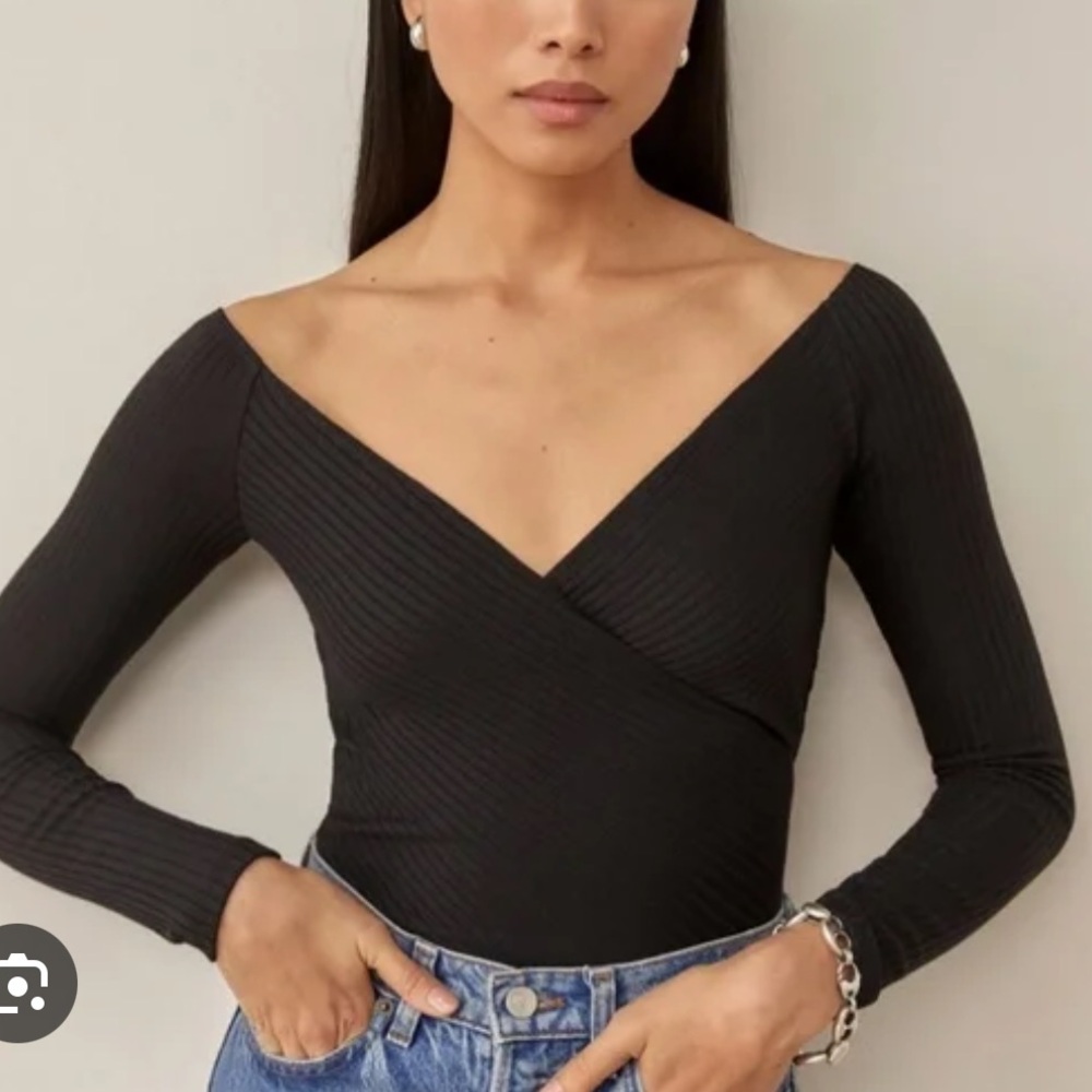 Reformation Minnie Knit Top XL Black